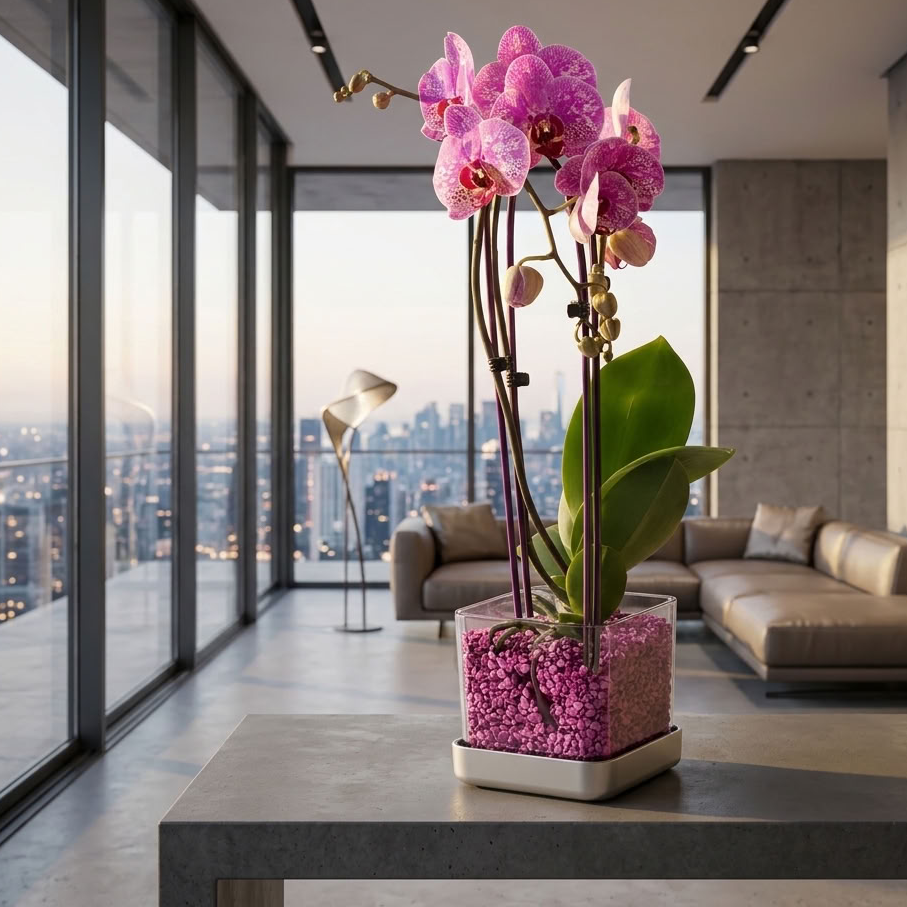 Phalaenopsis im Colomi Care mit grünem Orchideengranulat